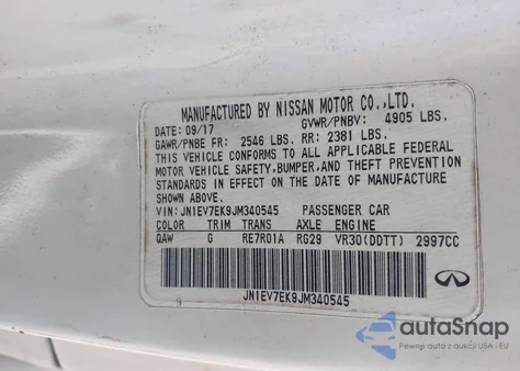 2018 Infiniti Q60 3.0T Luxe z USA, uszkodzony, nr VIN JN1EV7EK9JM340545